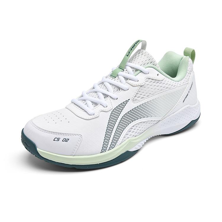 Li Ning Badminton Shoes Unisex Low top Standard White/Cloud Emerald Green AYTU011-3