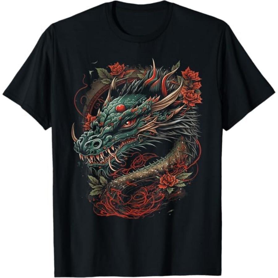 Vaporwave Japanese Retro Dragon - Japanese Art T-Shirt BAOANH Mens Womens Tank Top Sweatshirt Hoodie Longsleeve 1995 Black S