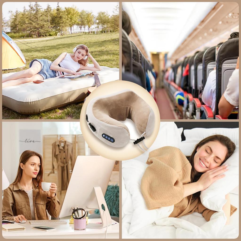 Portable U-Shape Neck Pillow Massage Machine Vibrater Shoulder Neck Muscle Relax Electric Massager Instrument USB Charging
