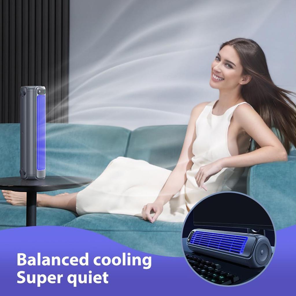 Tower Fan Quiet Portable Desk Table Fans with Powerful Airflow 3 Speeds USB Rechargeable Desk Fan for Bedroom Office Indoor Use