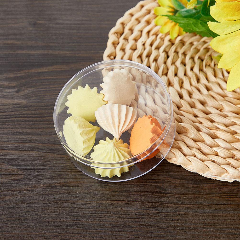 12Pcs Clear Round Candy Box Transparent Lids Small Storage Containers Wedding Party Favor Organizer Jewelry Beads 8Cm