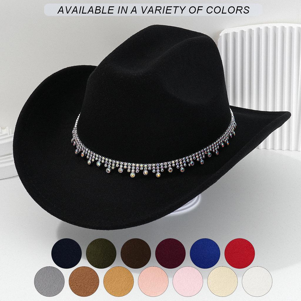 New Western Cowboy Hat Top Hat Water Drop Jewel Rhinestone Belt Bridesmaid Hat Jazz Hat Hat