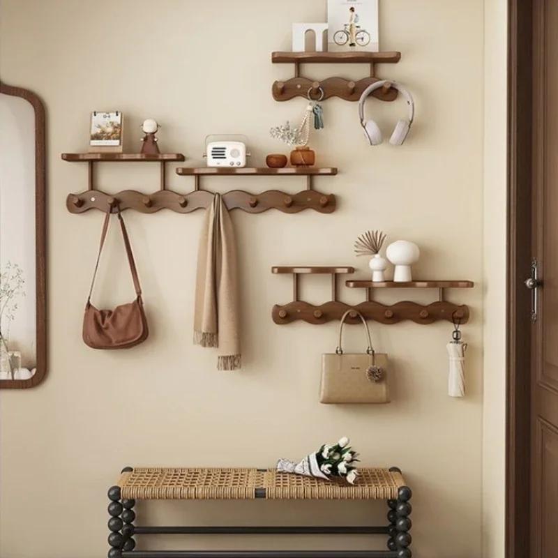 Väggmonterade Kläder Halsduk Förvaringskrokar Entréhall Klädhängare för Rock Ryggsäck Nyckel Klädhängare Vägg Flytande Hylla