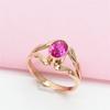 Russia 585 Purple Gold Plated Rose Gold Color Gold 18K Red Stone Ring Exquisite Fashion Personality Niche Women