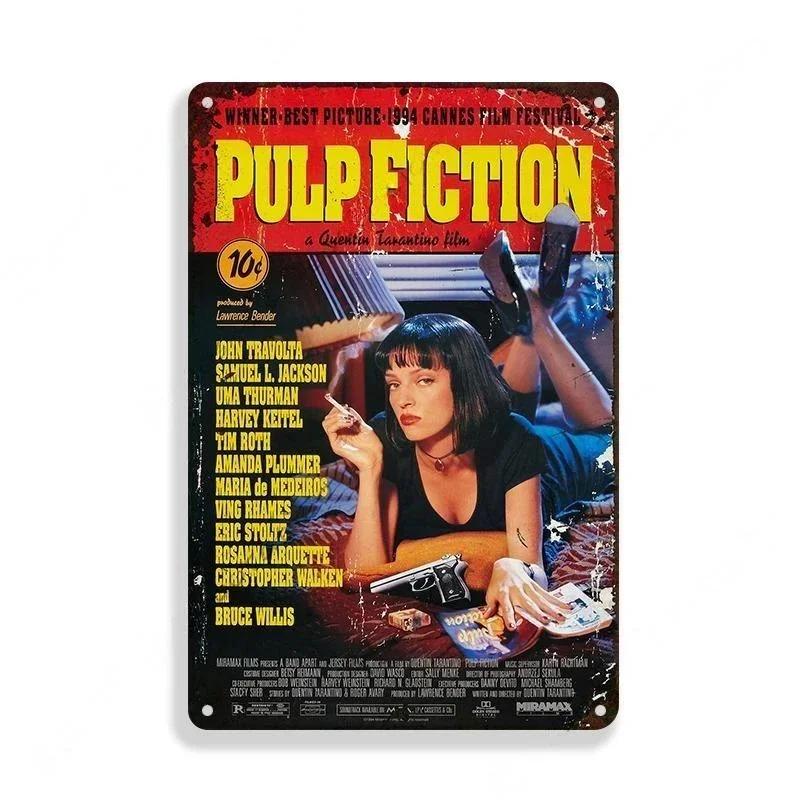 Metal Tin Sign Poster Pulp Fiction Film Metal Plaque Poster Decor for Bar Club Wall Decor Retro Home Bedroom Vintage Wall Pla