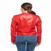 NOORA Womens Lambskin Leather Red Biker Jacket With Zipper & Pocket | Shoulder Strap | Belted Jacket |