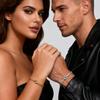 Conjunto de Pulseiras de Casal Nó de Amor da Moda, Pulseiras de Corrente Cobra Redonda de Aço Inoxidável para Mulheres Homens Joias Presente de Dia dos Namorados
