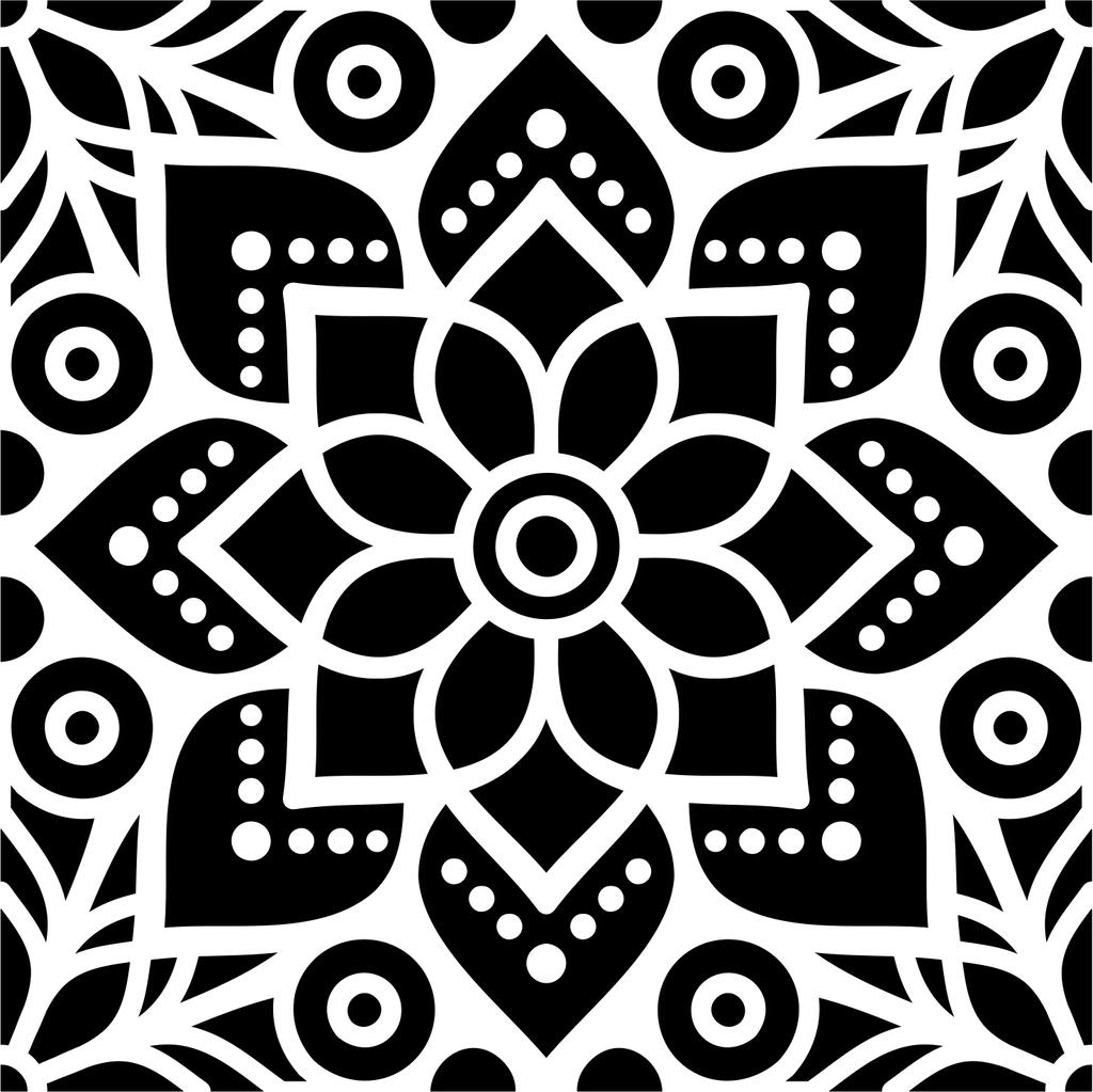 Printtoo Craft Textile Square Floral Mandala Pattern Wooden Rubber Stamp Scrap-booking-2 X 2