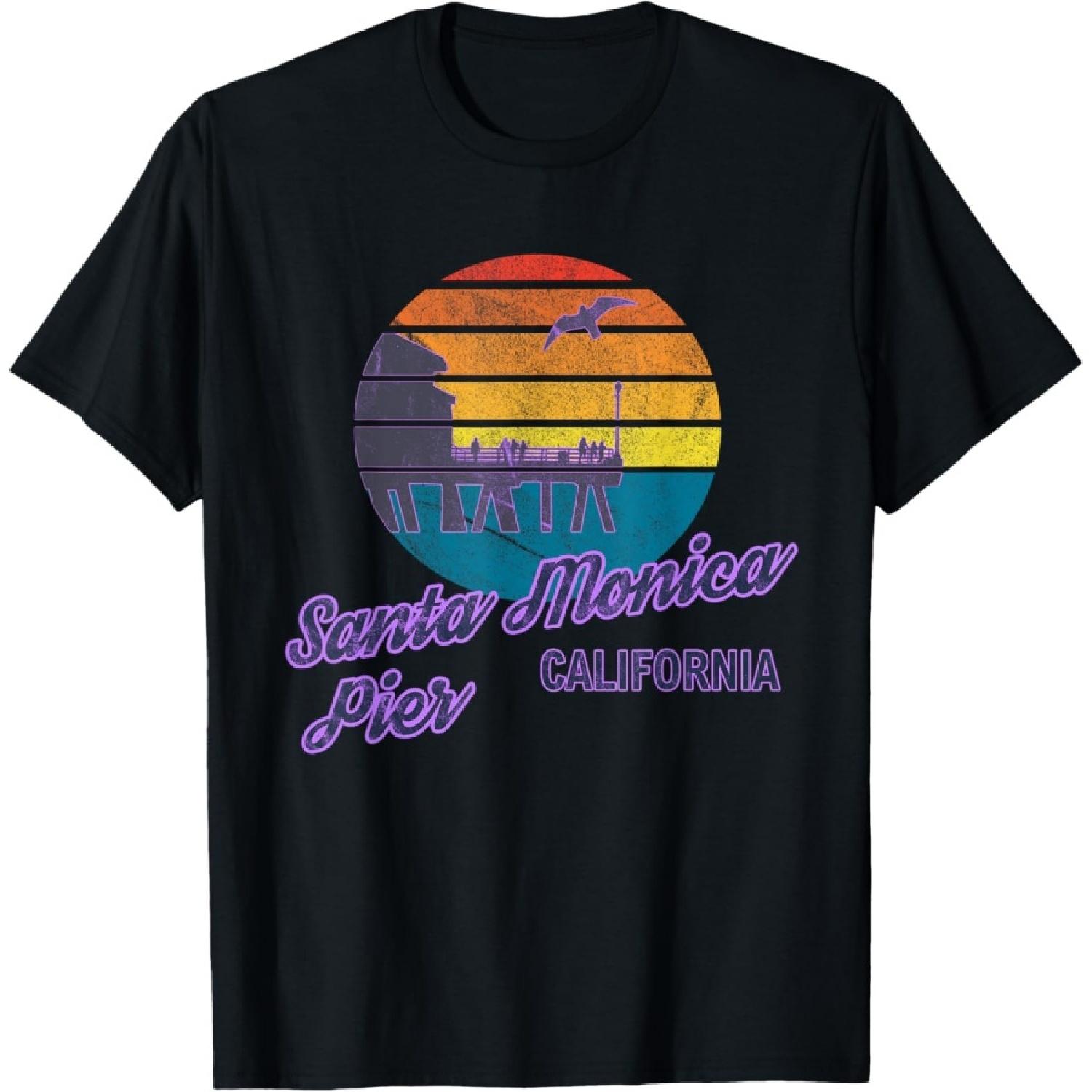 Санта-Моника Пирс ЛА Калифорния Серфинг Бэкпэкинг Пляж США Футболка для Мужчин Женщин S