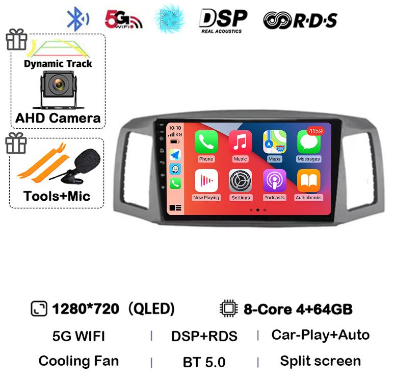 Android 14 Carplay Auto WIFI+4G For JEEP Grand Cherokee 2004 2005 2006 2007 Car Radio Multimedia Video Player GPS Stereo Audio