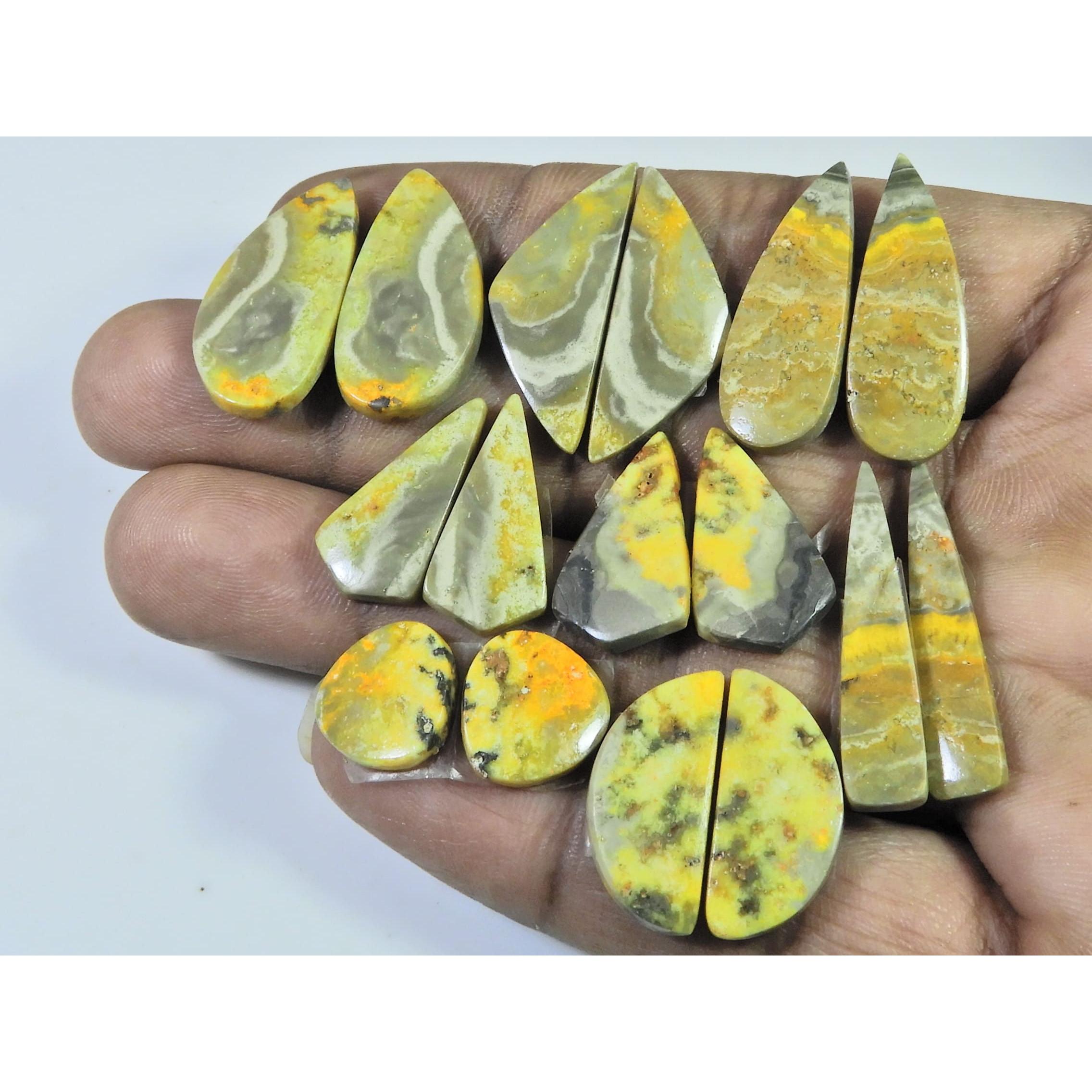 

12-26 MM Natural Bumble Bee Jasper Pair Fancy Cabochon Gemstone 8 Pair Lot C-740
