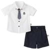 DAVE&BELLA Boys' Academic Style Summer Short Sleeve & Shorts Set