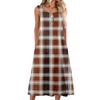 Damenmode lässiges ärmelloses Knopfdress mit Karomuster und Tasche