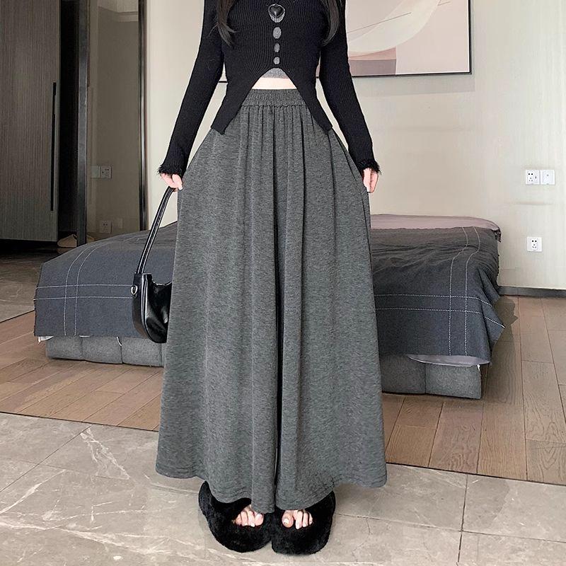 

Plus Size Soft & Fluffy High Waist Wide-Leg Culottes for Autumn/Winter - Casual A-Line Skirt