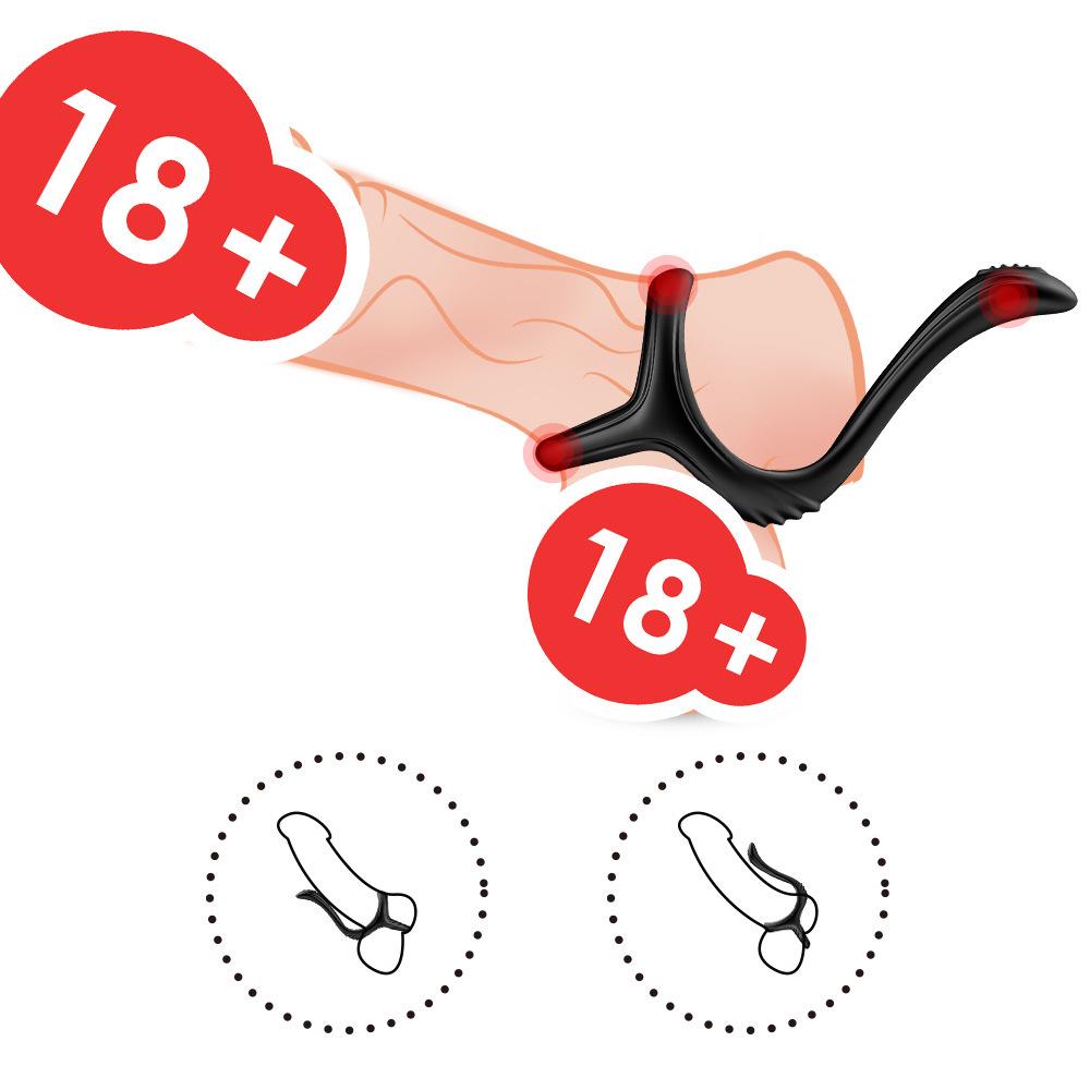 USK-C10 Three-Pronged Silicone Cock Ring for Couples, Restraint Ring, Adult Erotic Toy
