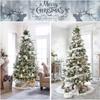White Faux Fur Christmas Tree Skirt with Sequin Snowflakes