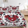 Love Roses Print 3Pcs Bedding Setduvet Cover With 2 Bedropillowcase Home Birthday Gift