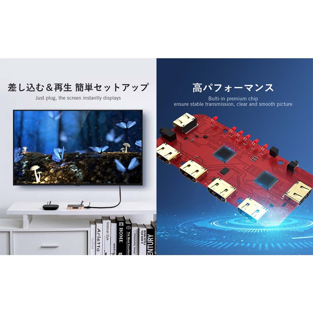 VENTION Dystrybutor HDMI Selektor 5 Wejść 1 Wyjście Konwerter 4K Wiele Urządzeń Łatwe Przełączanie Konwersja Przełącznik