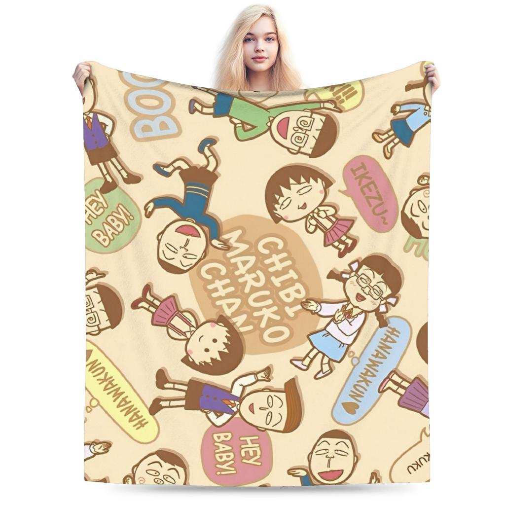 Comfortable chibi maruko chan Japan Anime Blanket Accessories Bedding Decorative Throw Blanket Warm Velvet for Travel