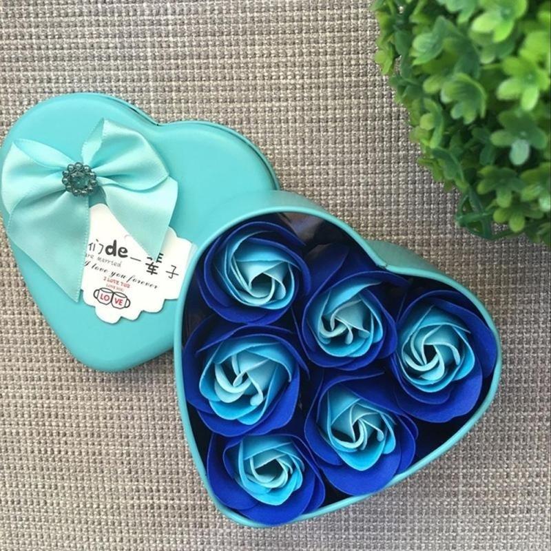 1Set / 6pcs Soap Flower Heart-shaped Artificial Handmade Flower Home Decoration Wedding Supplies Val