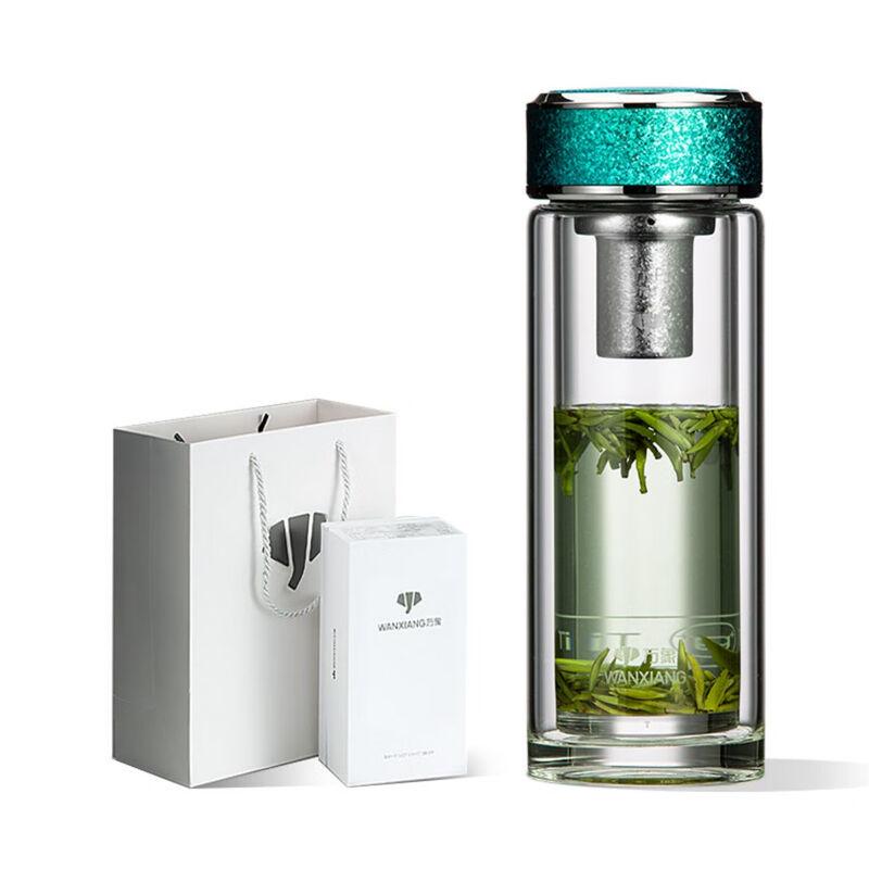 Titanium Silver Antibacterial Double-Layer Glass Tea Cup