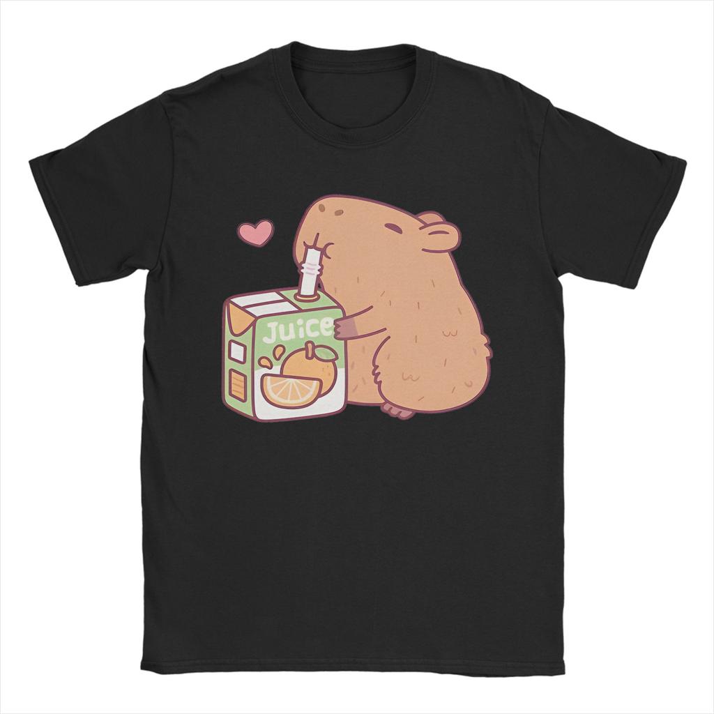 Funny Capybara With Ufos Tshirts Unisex Unisex Unique Cotton Tee Shirt Round Collar Short Sleeve T Shirt Gift Tops