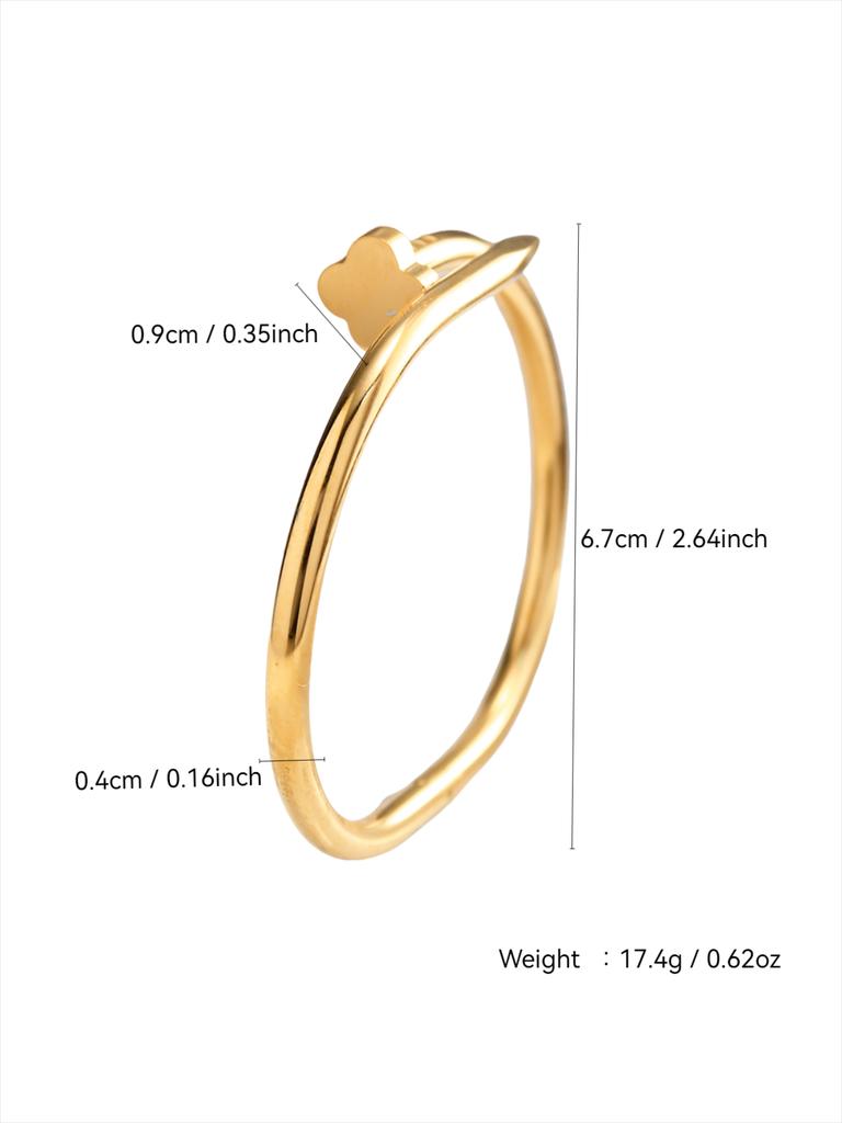 Luxury and Elegant Stainless Steel Laser Clover and Lucky Flower Geometric Bracelet, Clover Studded Women's Snap Bracelet