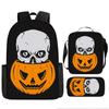 Halloween Backpack Pumpkin Ghost 3-Piece Set Schoolbag Kids Shoulder Bag Cute Bookbag for Boys Girls
