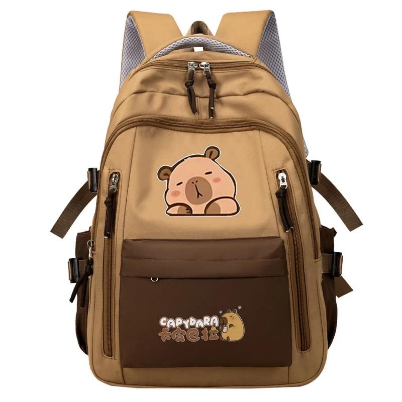 Capybara Schoolrugzak Tieners Meisjes Schooltassen Set Casual Dagrugzak Kinderen 3Stuks Boekentas Kawaii Kinder Schooltas Reisrugzak