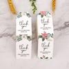 100PCS Green Leaves Thank You Cards Flower Pattern Wrapping Cards Thank You Labels Paper Green Plant Gift Wrap Decoration Cards