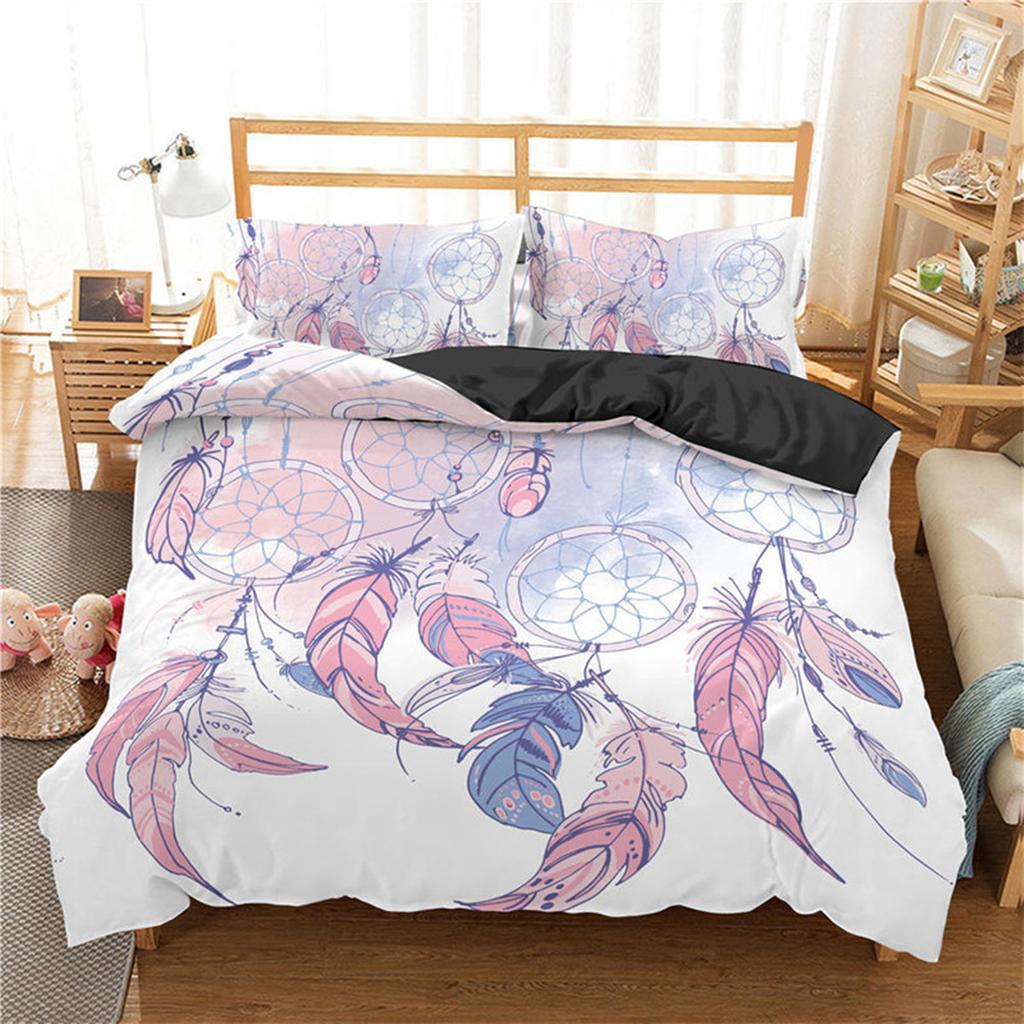 Dreamcatcher Bohemian Mandala Sun Moon and Feather Print Duvet Cover Microfiber Bedroom Decorations for Women Gifts Queen King