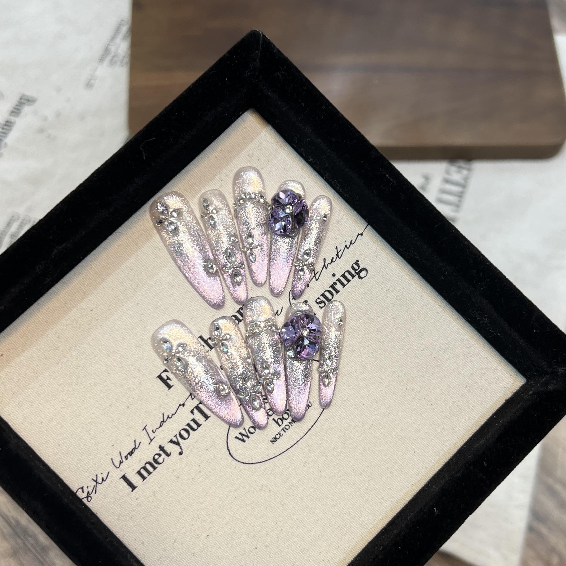 

Весенне-летняя одежда Броня Фиолетовый Фантомный Блеск Циркон Бриллиант Пайетки Французский Маникюр Наклейки Съемная Ногтевая Пластина Large L