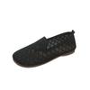 Loafers Autumn Casual Shoes Women Flat Heel Square Toe Hollow-out Sneakers Barefoot Shoe Moccasin Female Knitted 2024 New Work
