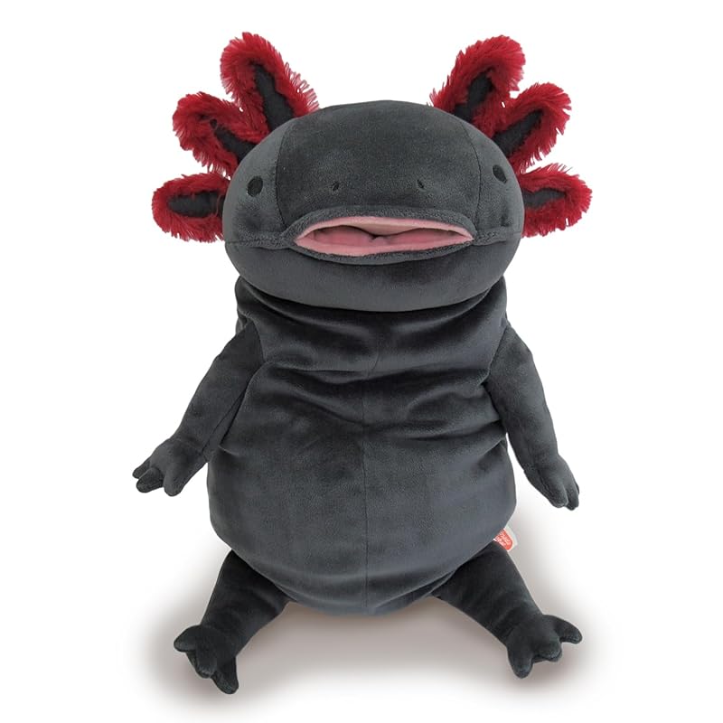 Morisaka Global Mochi Upa L Black 22 x 22 x 30cm Plush Toy, Soothing, Soft and Squishy, Cute Animal MOUP-0350B