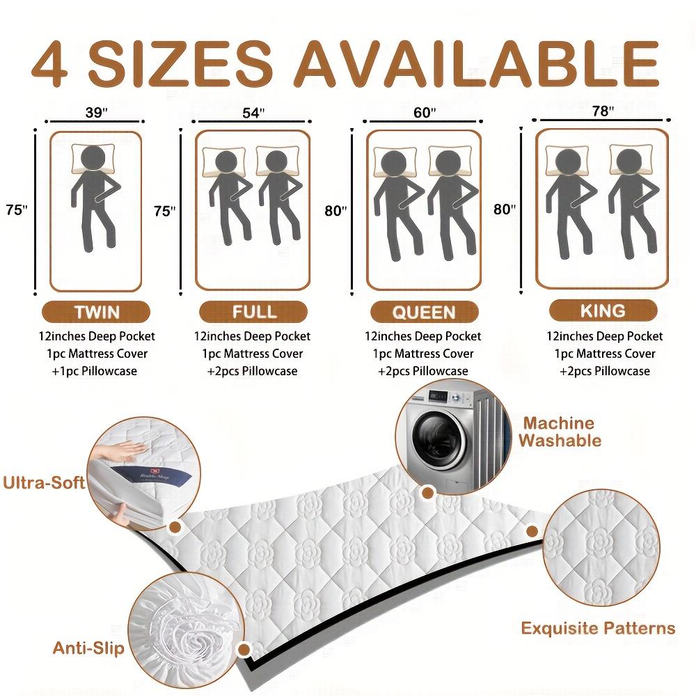 All-Season Waterproof Mattress Protector, Soft and Comfortable Cooling Fitted Sheet Set, Breathable and Noise-Free