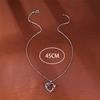 Female Crystal White Zircon Stone Rose Flower Butterfly Heart Pendant Necklace Vintage Silver Color Wedding Jewelry For Women