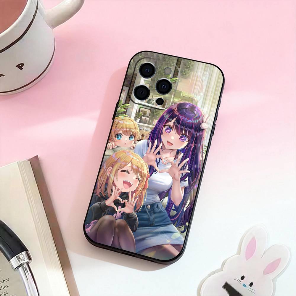 O-Oshi Anime No Ko Phone Case For iPhone 17,16,15,14,13,12,11 Plus,Pro Max,Soft Silicone Black Cover