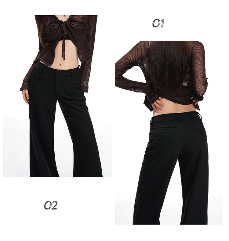 American Women's Spring 2026 Loose Low-Waist Micro-Flare Suit Pants - Slimming Casual Trousers