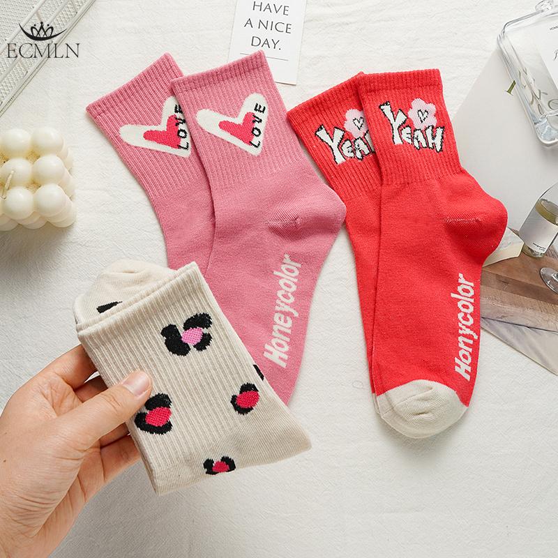 Women's Pink Heart-shaped Socks Autumn and Winter Cute Trendy Sports Socks for Girls