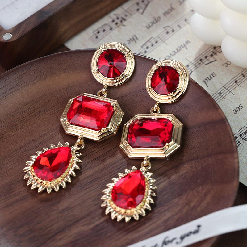 Boucles d'oreilles pendantes Zircon Fleur Colorée pour Femmes, Boucles d'oreilles pendantes Statement pour Fête & Usage Quotidien