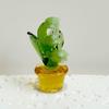 Mini Glass Lily of The Valley Flower with Pot Hand Blown Faux Crystal Flower Figurine for Mother's Day Birthday Table Centerpiece