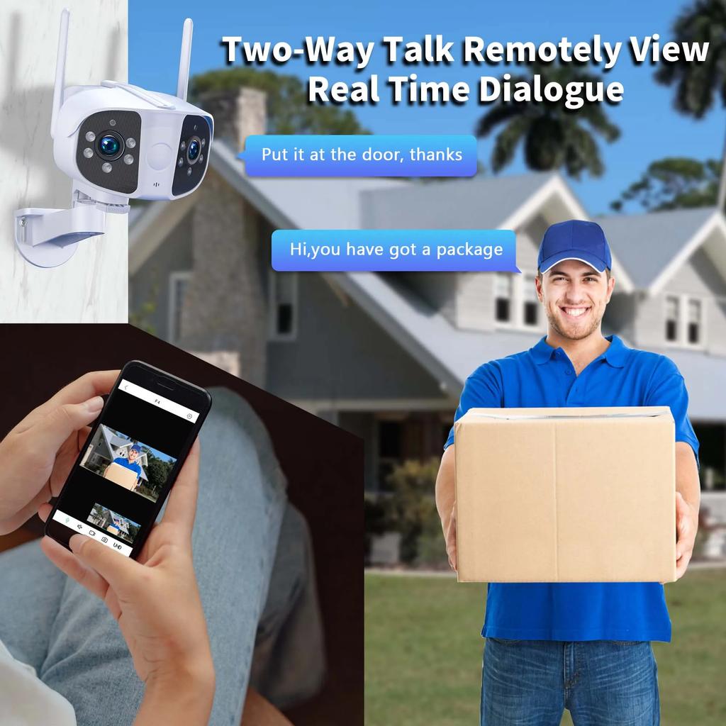 4K 8MP WiFi Security Camera Outdoor Fixed 180° Wide Angle Panorama Cam Video Waterproof Surveillance CCTV 6MP Dual Lens Cameras