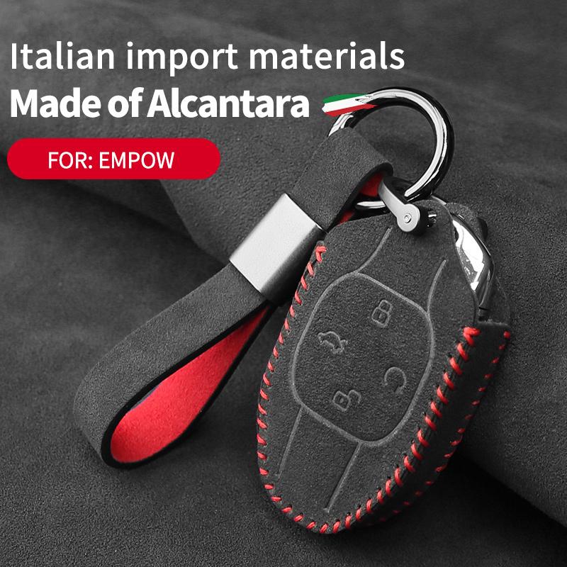 Alcantara Suede For Trumpchi Empow Series Suede Hand-Swen Car Key Case Protective Cover Buckle Car Accessories