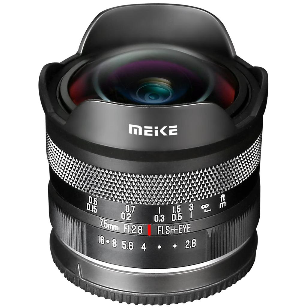Meike Ultra Manual Focus Diagonal Fisheye Lens for Panasonic Lumix M43 MFT Mount Digital Mirrorless Cameras GH3 GH4 GH5 GH6 GH7 7.5mm f2.8 Wide-Angle