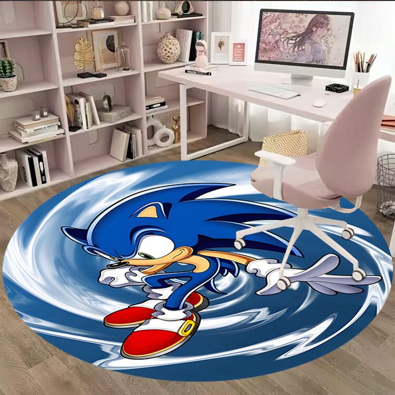1pc Sonic4 Print Round Carpet Chair Round Carpet Suitable for Bedroom Living Room Home Decorative Carpet