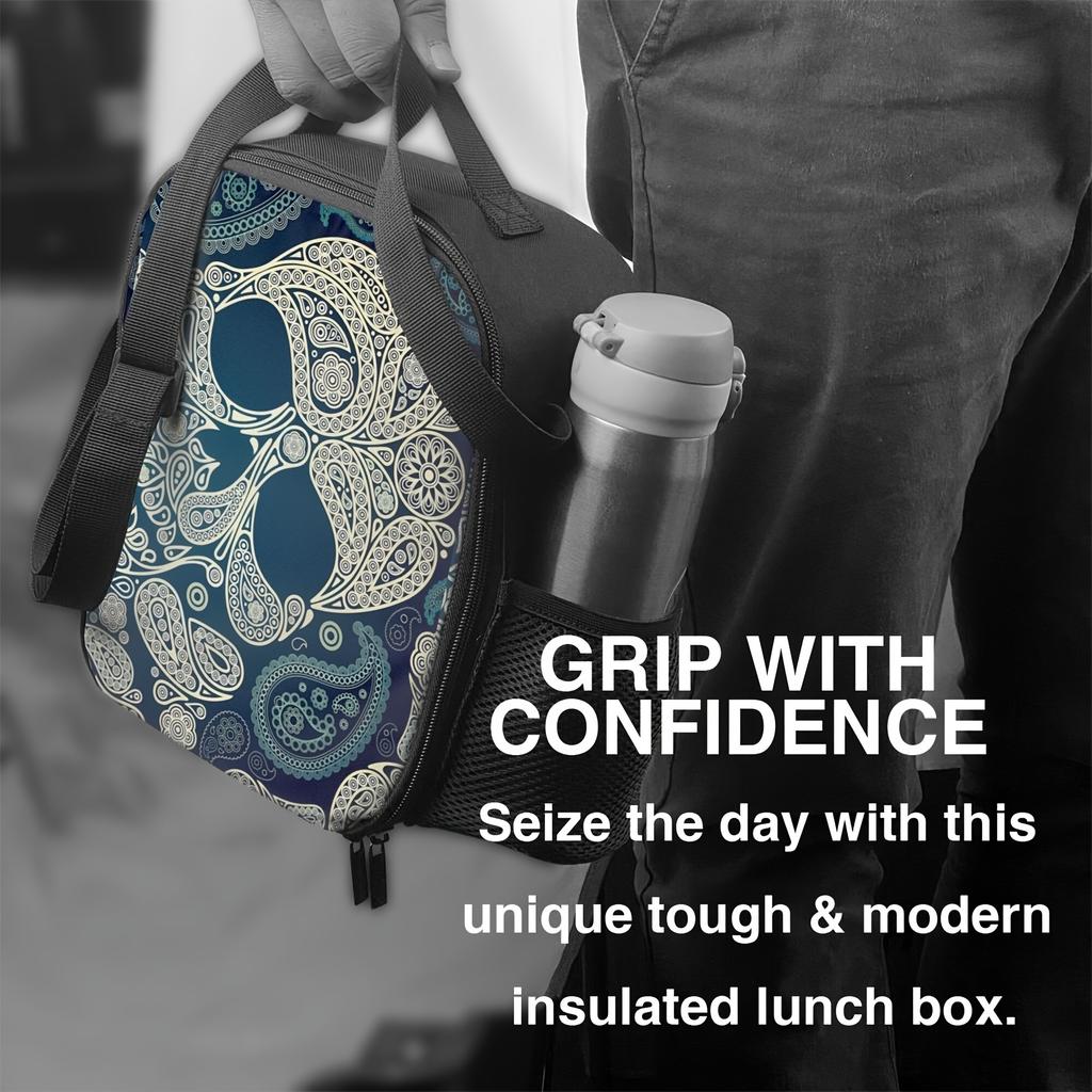 Pattern Insulated Lunch Bag - Portable, Reusable Cooler Tote for Home, Office, Outdoor - Polyester