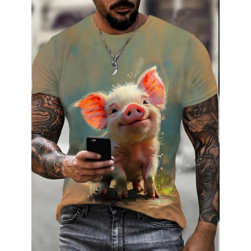T-shirt da uomo estiva con stampa di animali arrabbiati, casual, a maniche corte, alla moda, streetwear, abbigliamento maschile oversize, t-shirt con scollo a giro