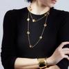 Temperament Fashionable High-End Metal Multi-Disc Long Chain Stackable Long Chain Niche Light Luxury Trend Necklace