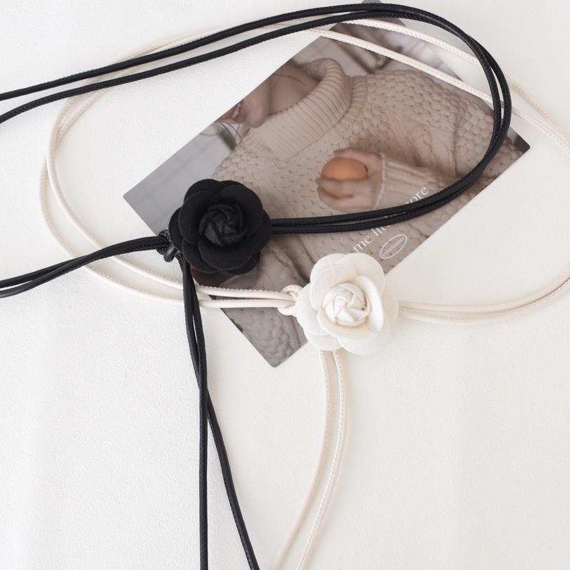 Elegant Floral Design Pu Leather Belt For Women With Soft Ties For Dresses