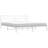 Metal Bed Frame with Headboard White 183 x 213 cm